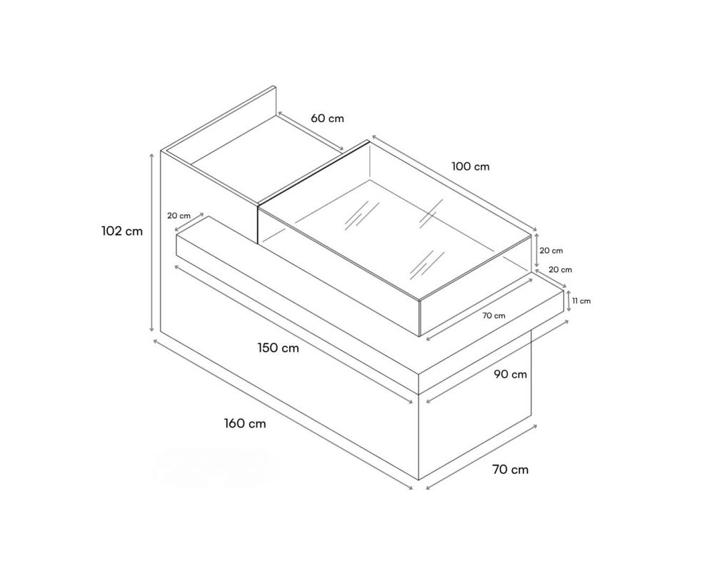 Comptoir 180 cm Ligne 4