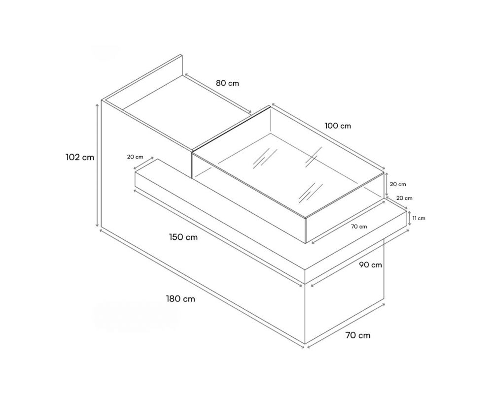 Comptoir 200 cm Ligne 4