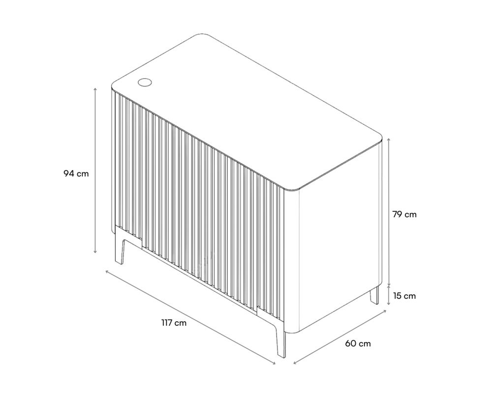 Comptoir 117 cm Birdland façade chêne