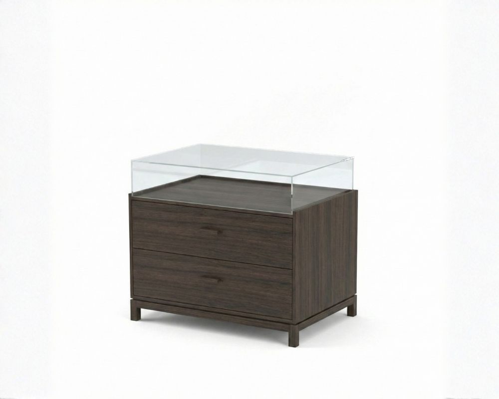 Meuble vitrine ouverte avec tiroirs