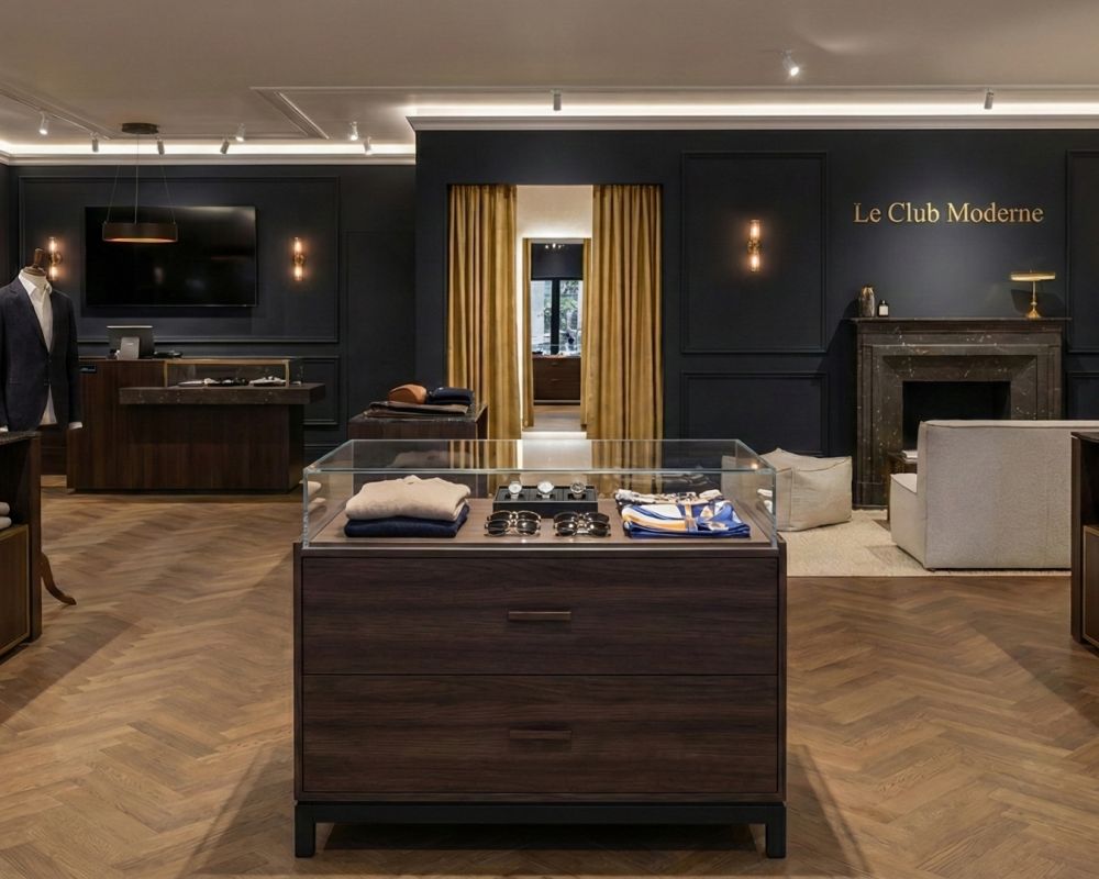 Meuble vitrine ouverte avec tiroirs