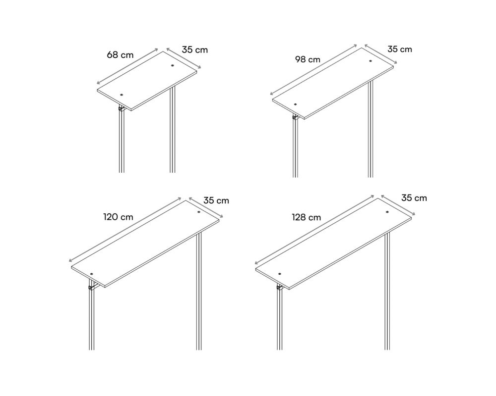 Schéma tailles étagères portant Rainbow