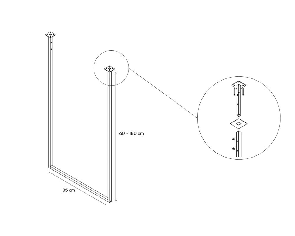 Portant suspendu L. 85 cm Luxe cuivre