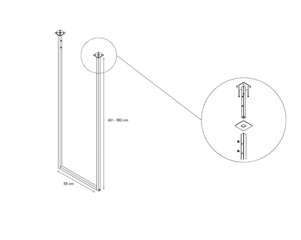 Portant suspendu L. 55 cm Luxe cuivre