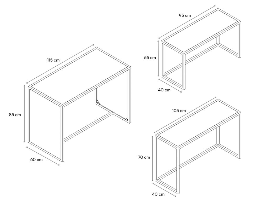 Set de 3 tables gigognes Rainbow