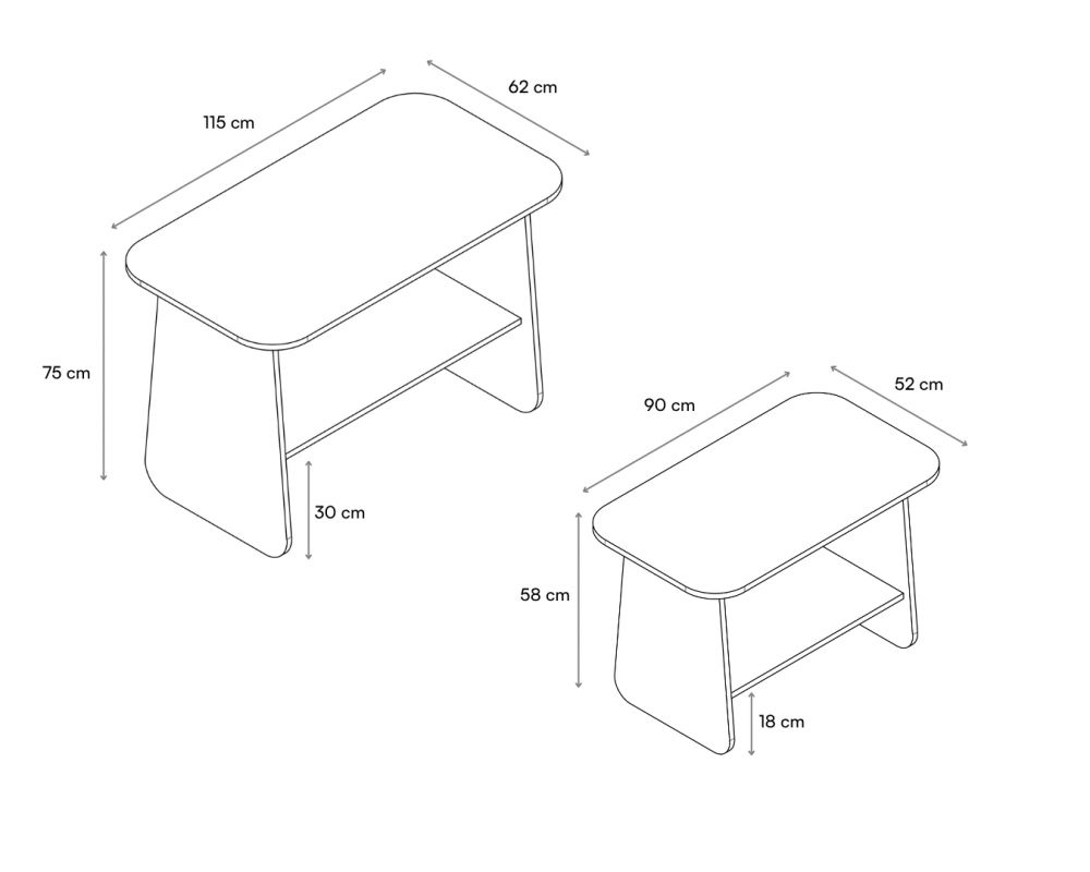 Tables gigognes de présentation Nuvola