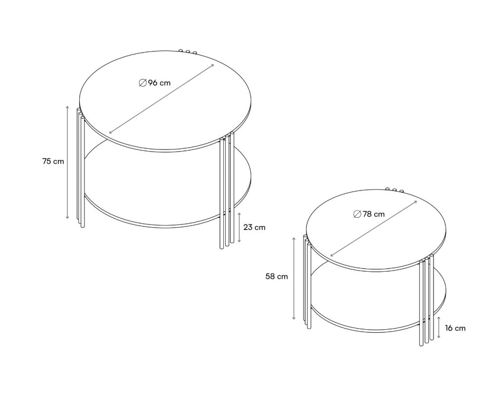 Tables de présentation Nuvola rondes